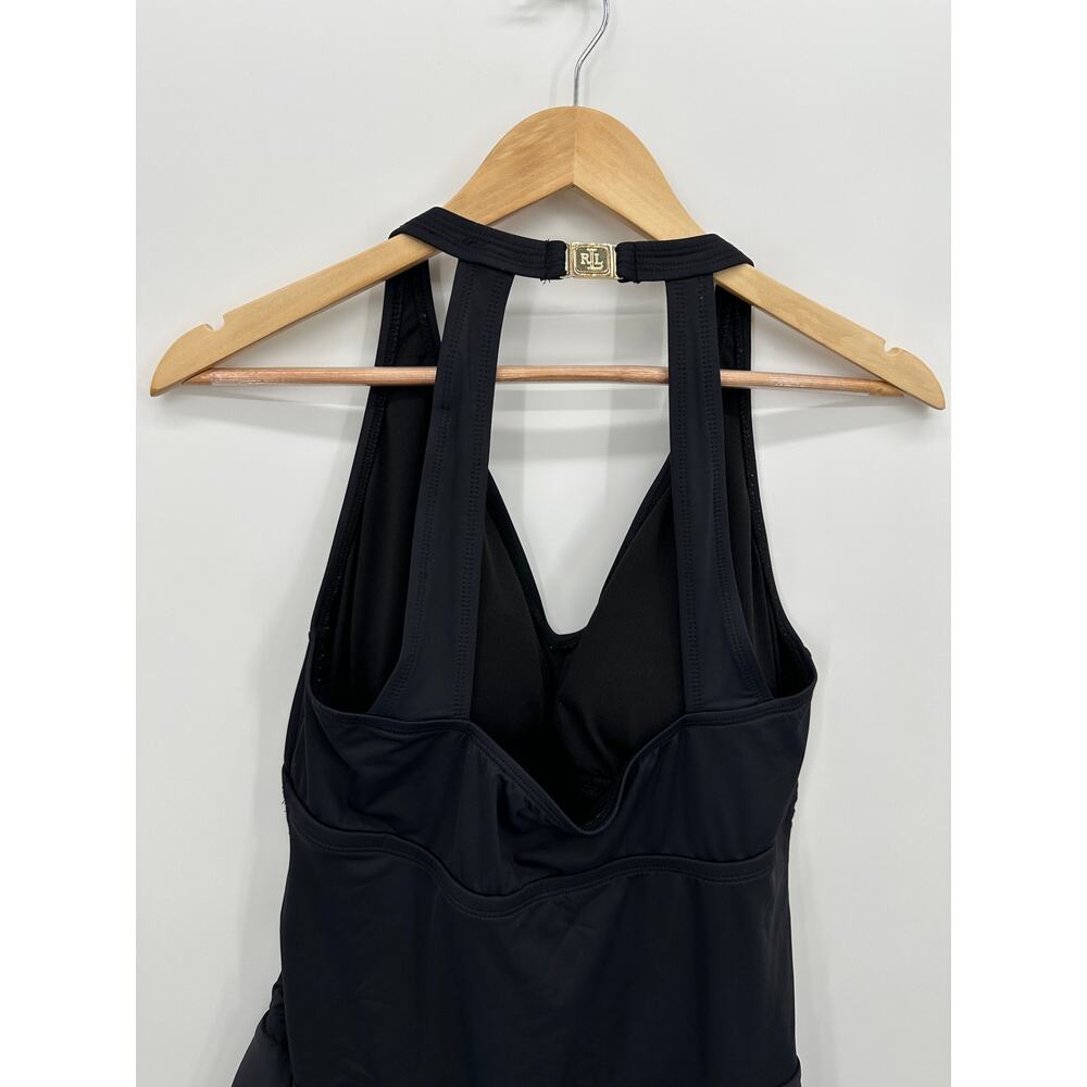 Lauren Ralph Lauren Womens Black Swim Dress Sz 16W Halter Flounce Skirt‎ Beach - Picture 10 of 10